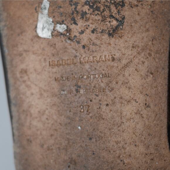 Isabel Marant Mirvin Mule Black Leather Eyelets Grommet Slip On Edgy SZ 7 US - Picture 6 of 7